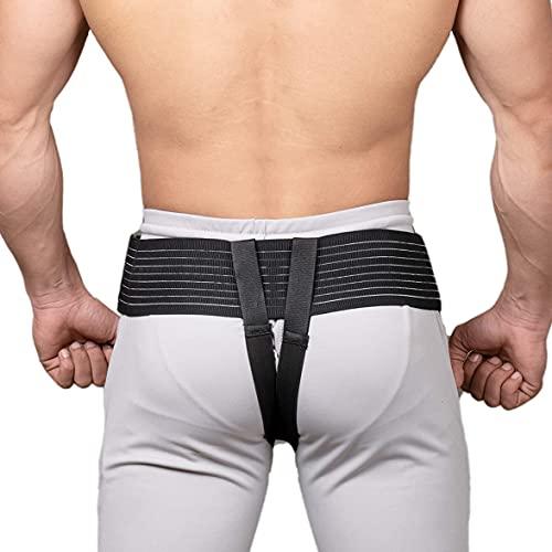 FIDELIS HEALTHCARE FIDELIS HEALTHCARE Inguinal Hernia Belt For Men Hernia Support Truss With Removable Pressure Pads Double Hernia Pain Relief Comfortable Brace Black, Extra Extra Large