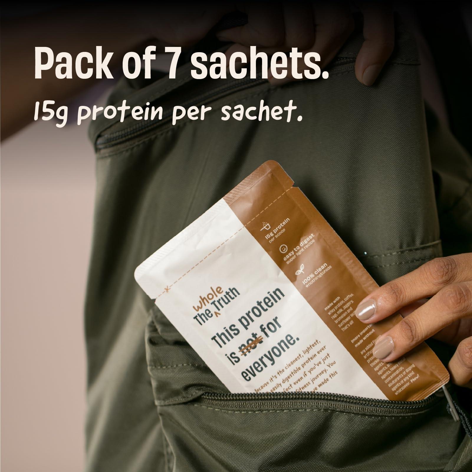 The Whole Truth The Whole Truth 15g Protein/Sachet | Pack of 7 Sachets | Cold Coffee | Protein For Everyone | Beginners Protein Powder | Clean, Light & Easy to Digest | No Artifical Flavours (210g)