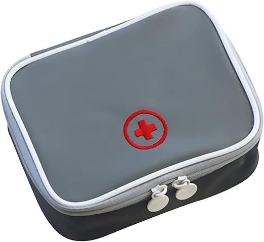 Lingcat Linsiter Polyester Lingcat Portable Empty First Aid Bag, Mini Travel Medicine Pouch Double Zippers Handy Pills Pocket For Travel School Home, Gray,Black