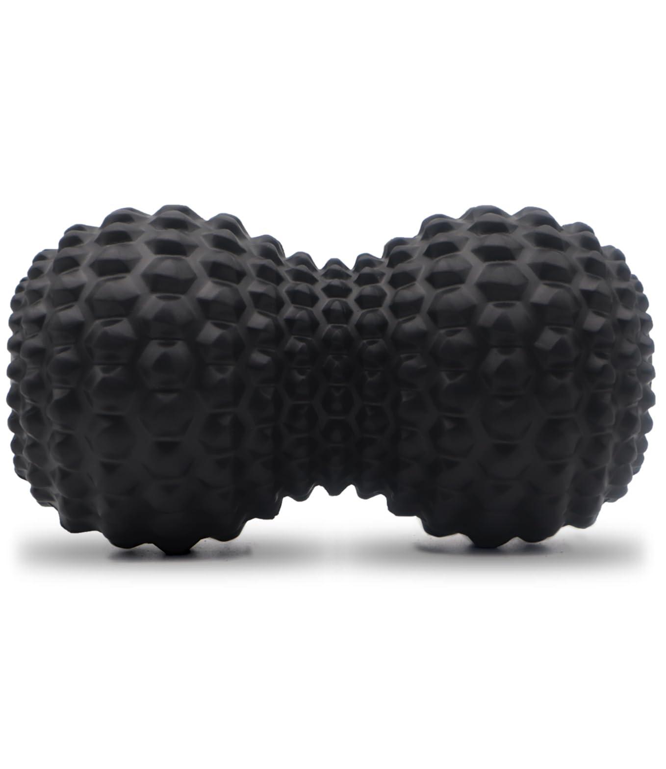 KITWILD Peanut Massage Ball, Double Lacrosse Massage Roller Ball for Deep Tissue Muscle Massage, Physical Therapy, Myofascial Release, Trigger Points, Muscle Knots, and Yoga Therapy (Black)