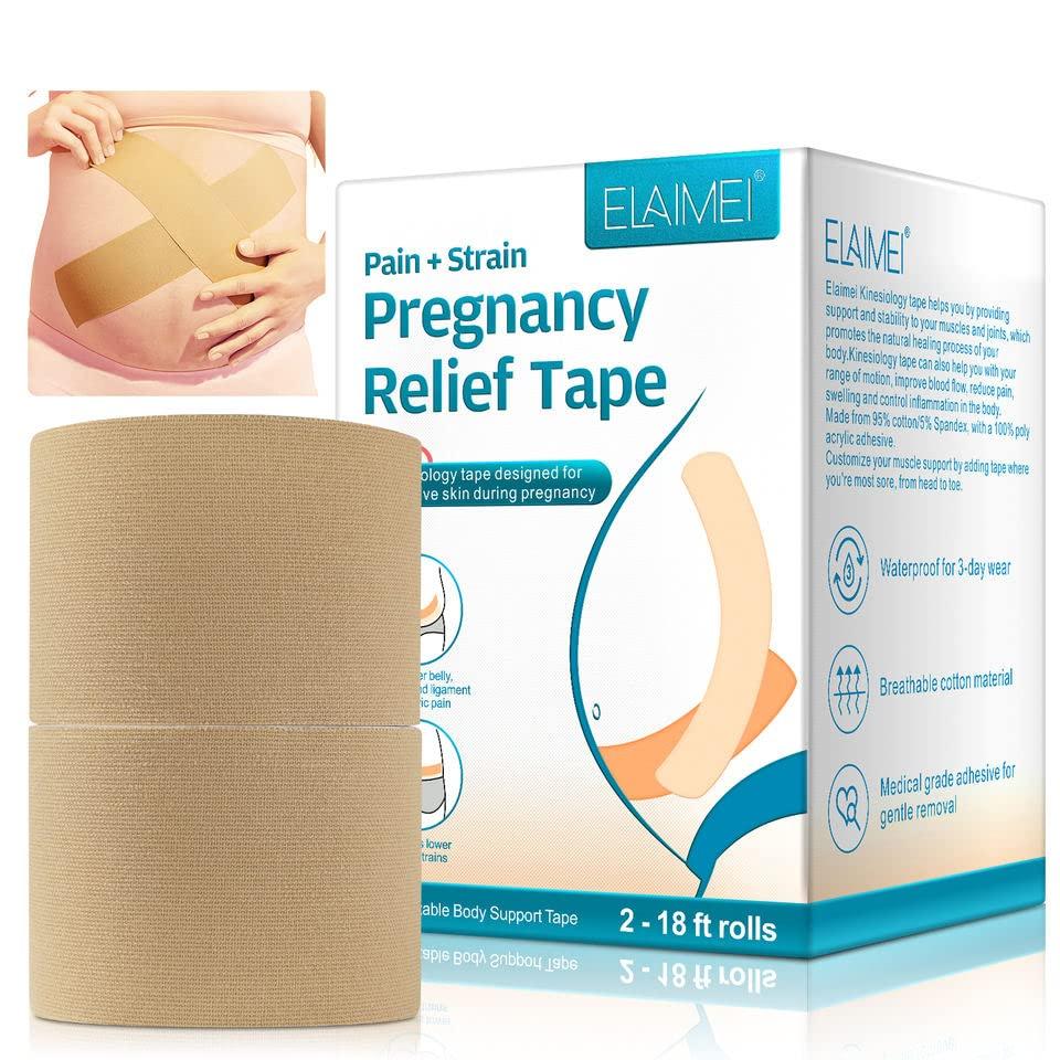 BOXANIA BOXANIA 2 Rolls Pregnancy Tape,Kinesiology Maternity Belly Support Tape,Pregnancy Belly Support Band, Strain Relief abdomen,2-18 ft Rolls