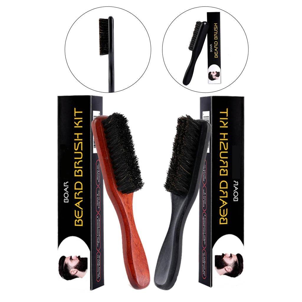 ELBME ELBME Long Handle Beard Brush Comb Soft Bristles Beard Grooming Brush Travel Black