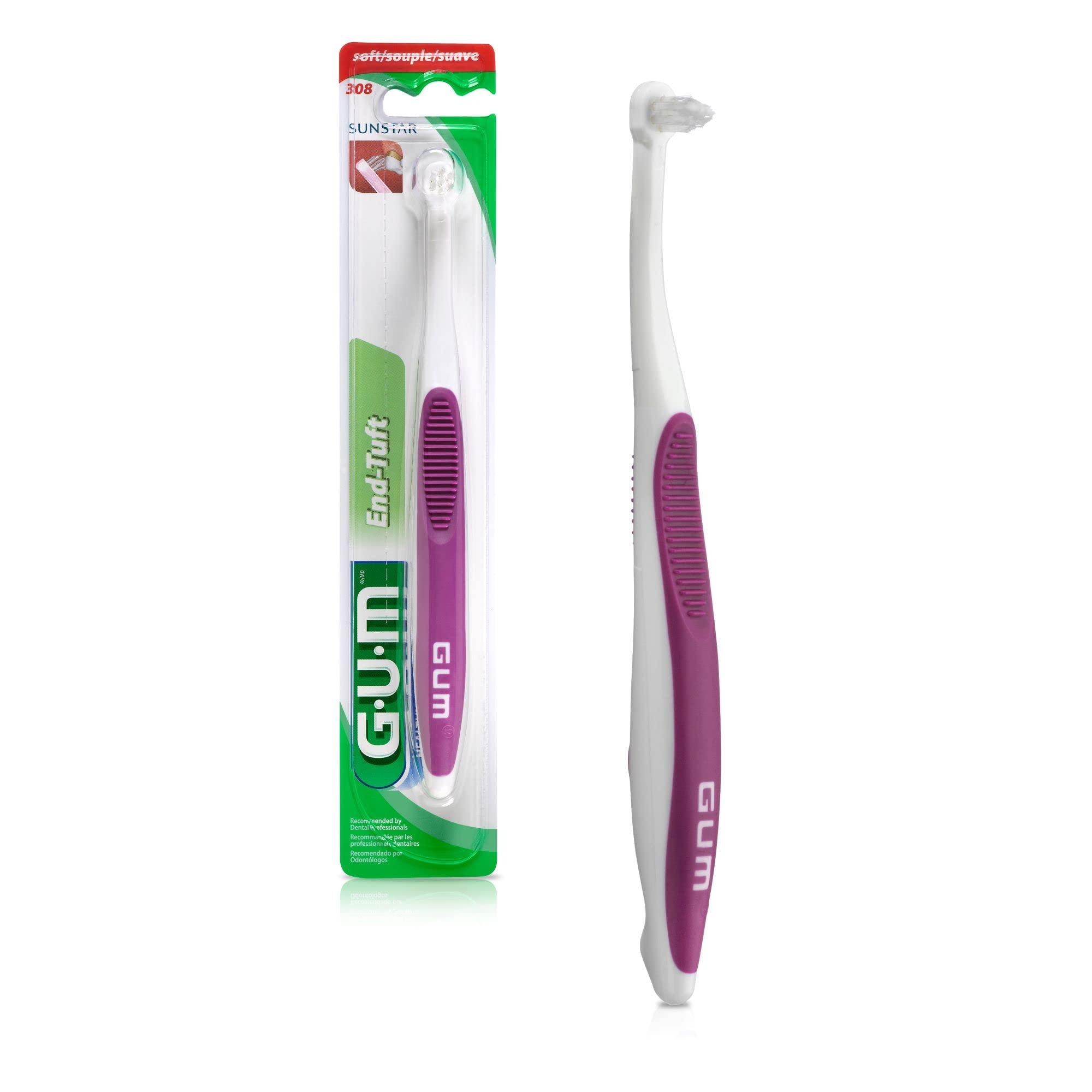 Gum GUM End-Tuft Toothbrush for Hard-to-Reach Areas, Soft Bristles (Pack of 6) : 6 Brushes