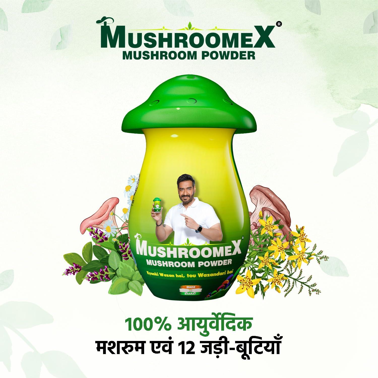 mushroomex Mushroomex 100 Gram Mushroom Powder Ayurvedic Weight Gainer for Men Women and Adults with Natural Ingredients to Improve Stamina, Appetite and Overall Wellness (Pack of 1)