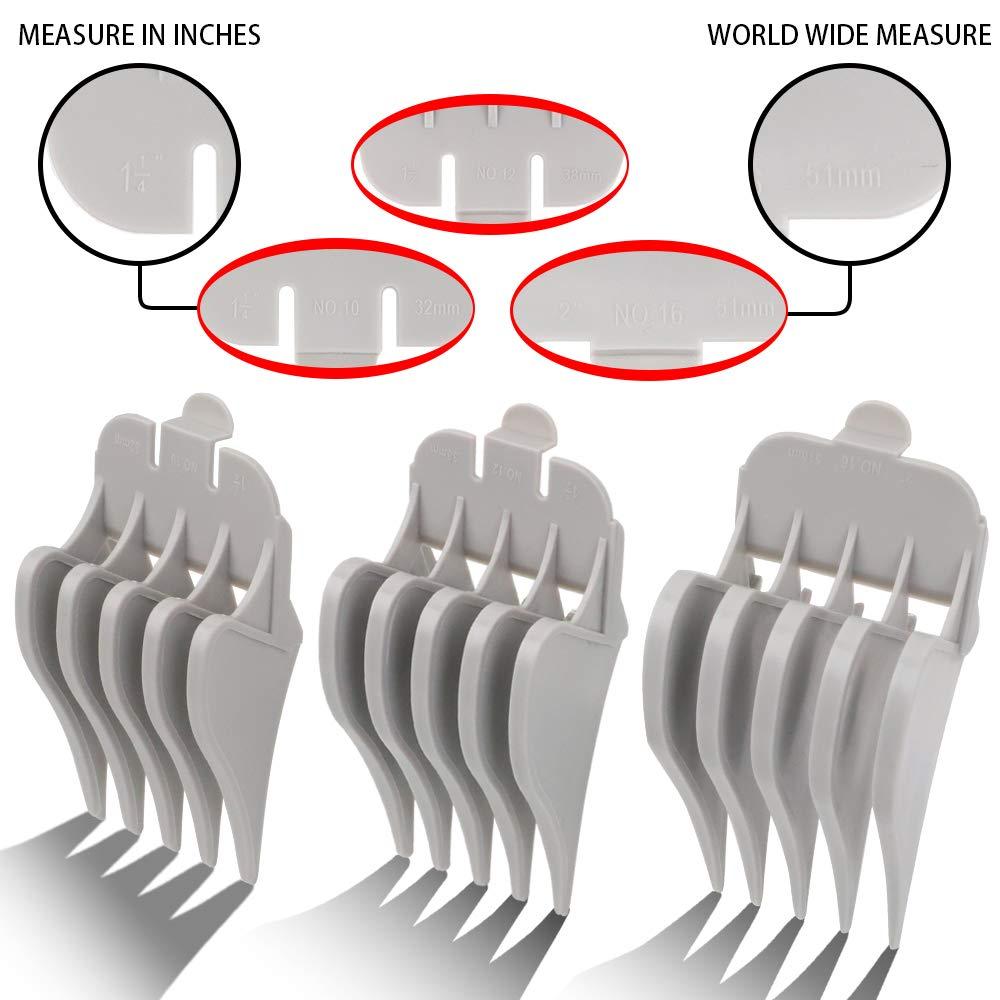 CR8GR8 Professional Hair Clipper Combs Guides, Hair Clipper Guards 1 & 1/4" 1 & 1/2" 2", Mega NO.16 NO.12 NO.10 fits for Most Wahl Clippers (NO.10+NO.12+NO.16, White)