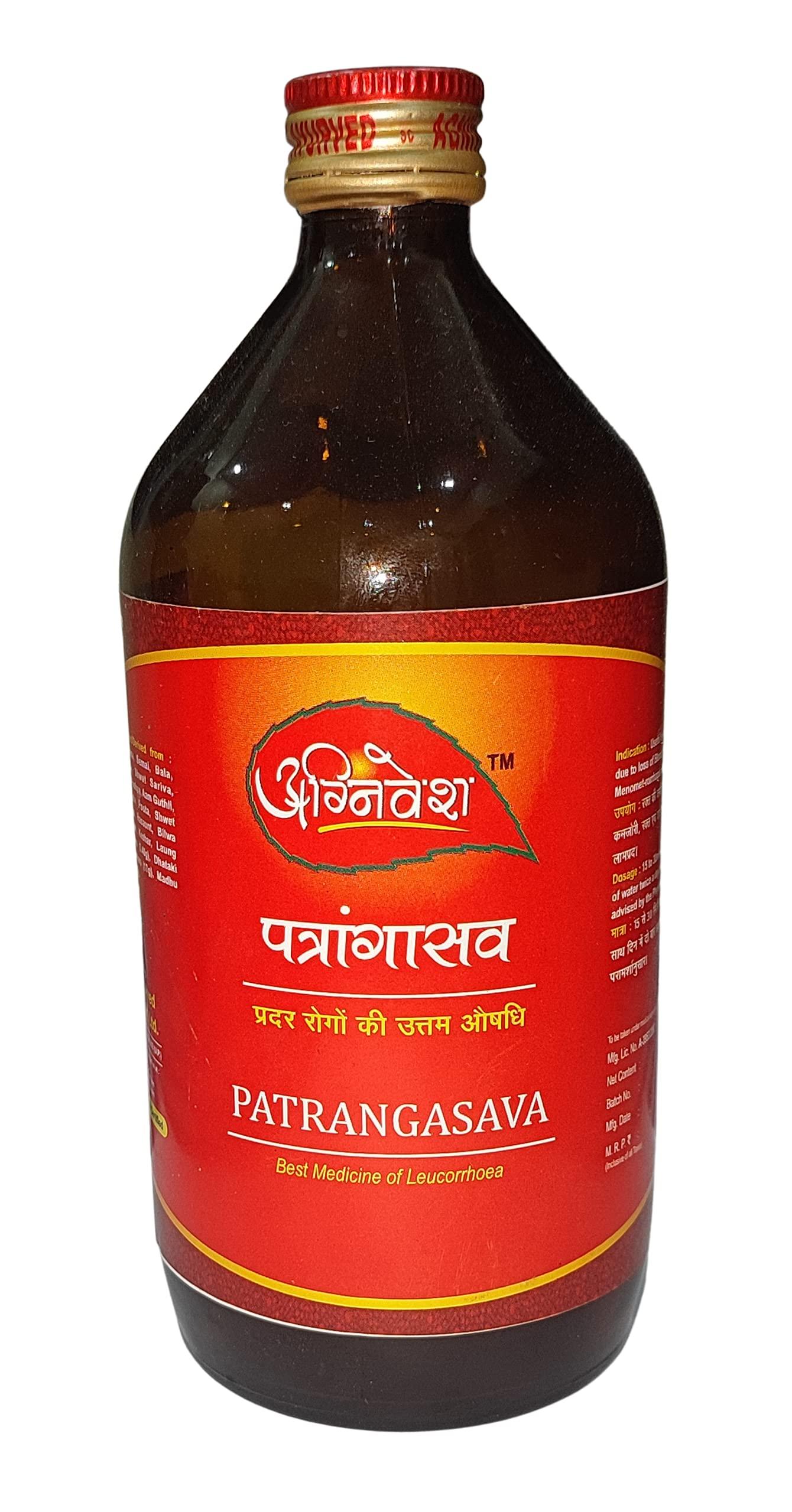 AGNIVESH Agnivesh Patrangasava Syrup/450Ml/Useful In Anaemia, Weakness Due To Loss Of Blood, Leucorrhoea & Menometrorrhagia With Pain