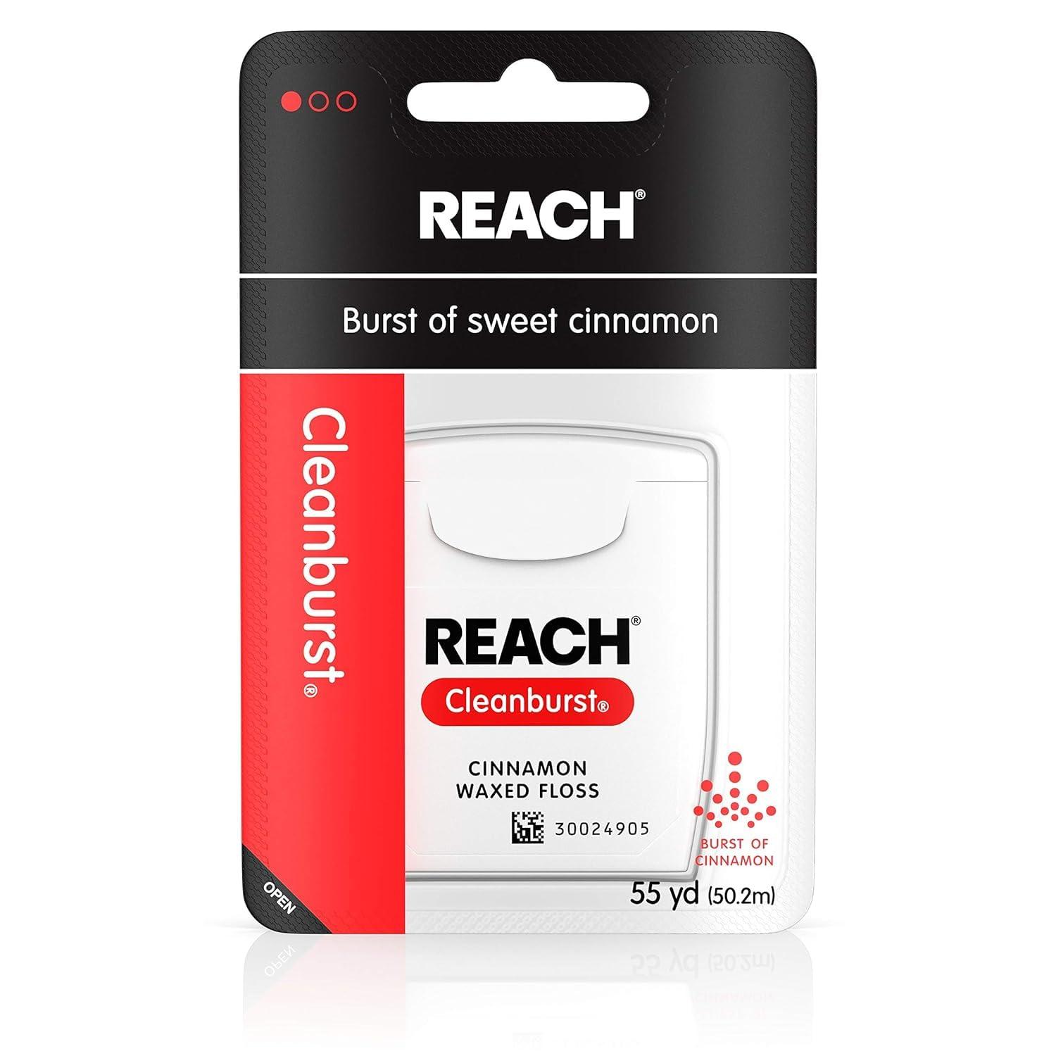 Reach J&J Dent Fls Cin Wax Size 55yd Reach Clean Burst Cinnamon Waxed Floss