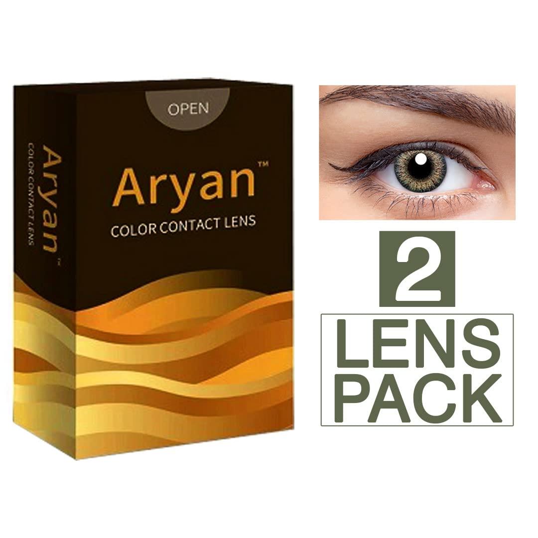 Generic Aryan Super Premium Monthly Disposable Color Contact lens most safest enthralling cosmetic lens for Men and Women 2 Pcs - Jade Green (-0.00 Plano)