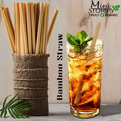 Mini Storify Truly Organic Mini Storify Truly Organic Bamboo Straws for Drinking juices and Smoothies and Also Suitable for hot Drinks Coffe and Tea (8 inch) .6 pcs