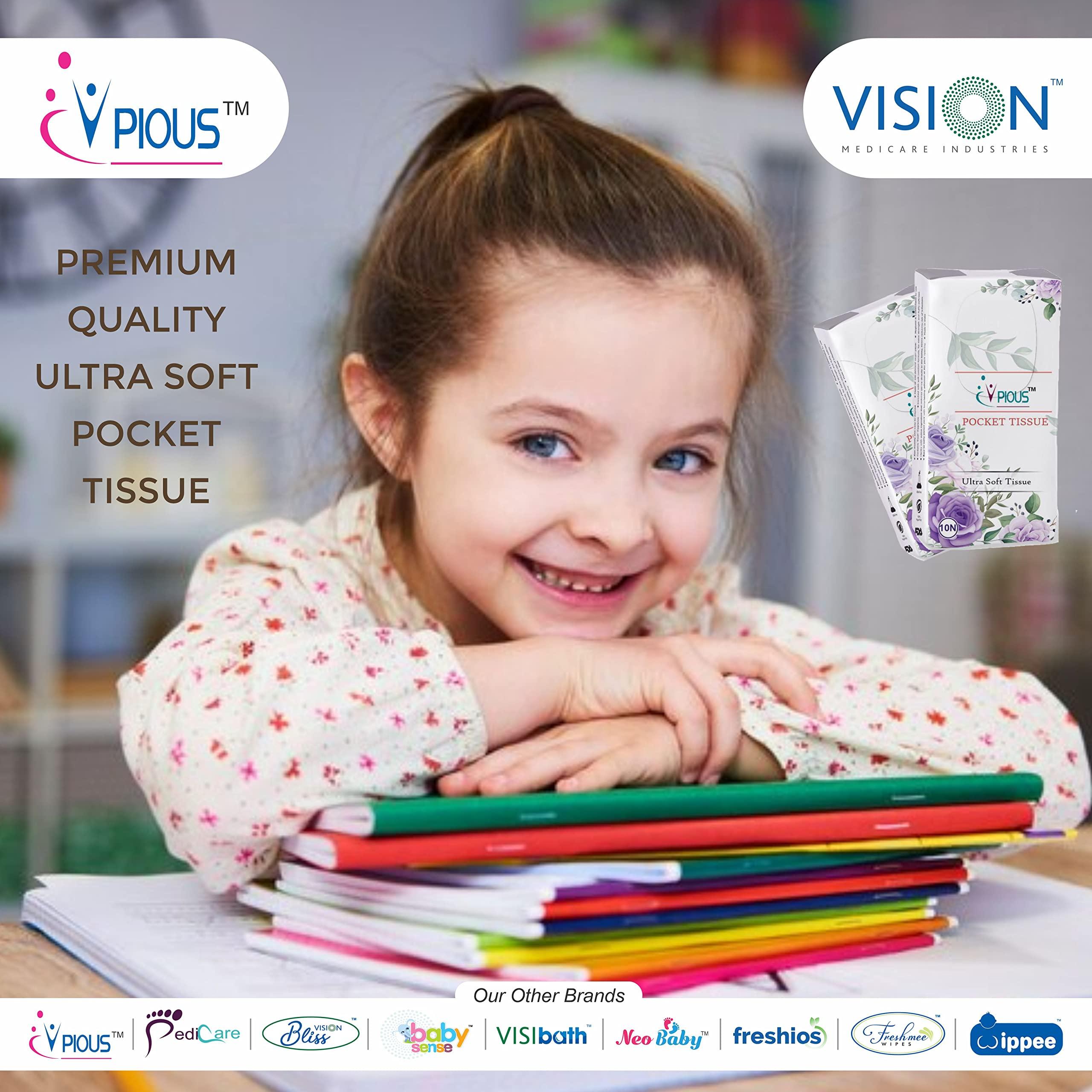 PIOUS PIOUS 2 Ply Highly Absorbent Soft Hanky Facial Travel Pocket Tissue Papers Use & throw tissue (size-20x20cm) (10 Pulls Per Packet) (500)