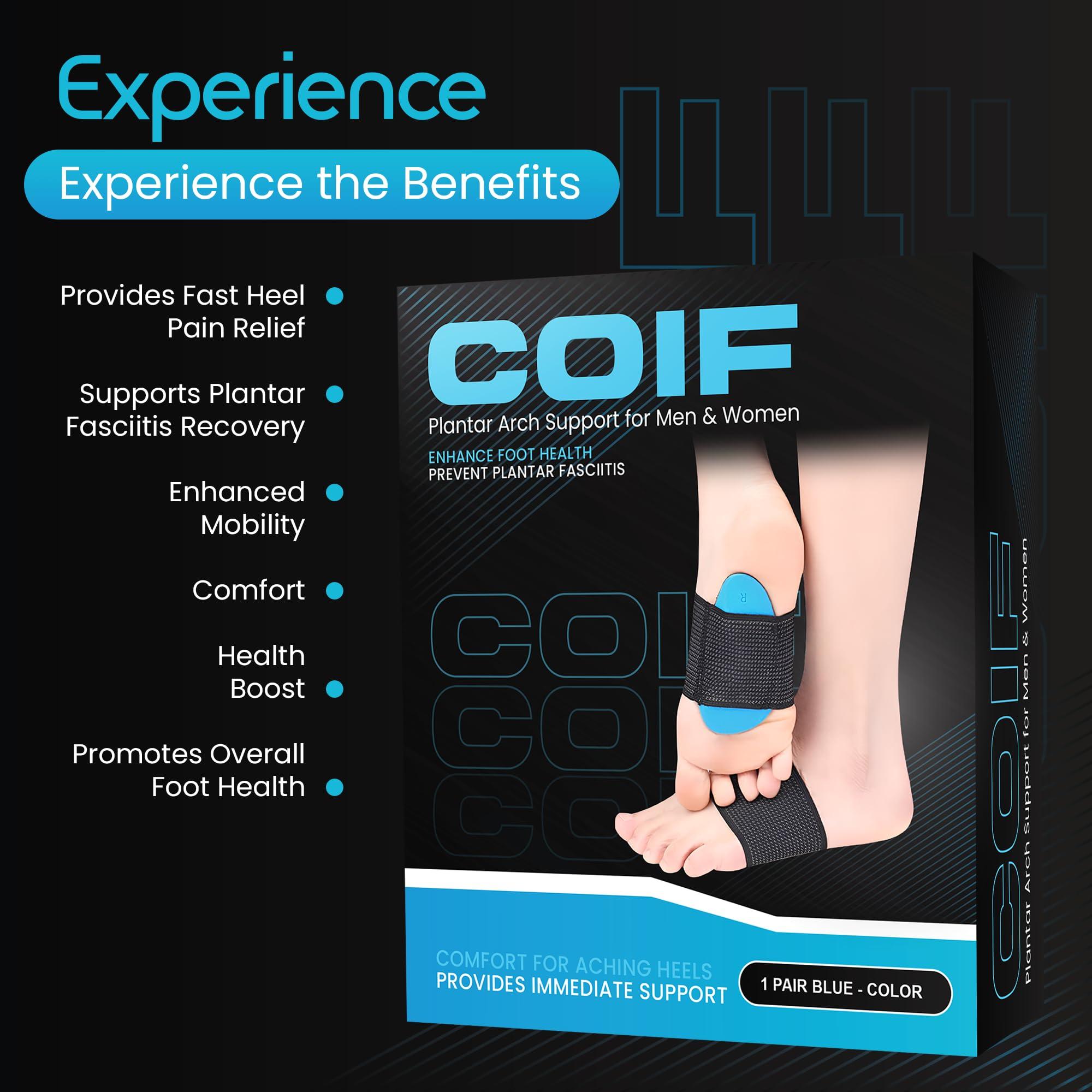 COIF COIF Foot Care Plantar Arch Support for Men & Women for Pain Relief of Plantar Fasciitis, Flat & Fallen Arches, High Arch, Heel Spurs, Flat Feet