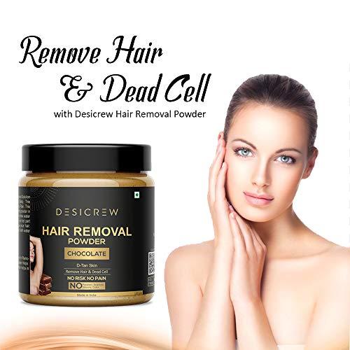 DESICREW Desicrew 100% Pure Hair Removal Powder For Underarms, Hand, Legs & Bikini Line Three in one Use For D-Tan Skin, Removing Hair, Remove Dead cell (Chocolate,Rose & Sandal)