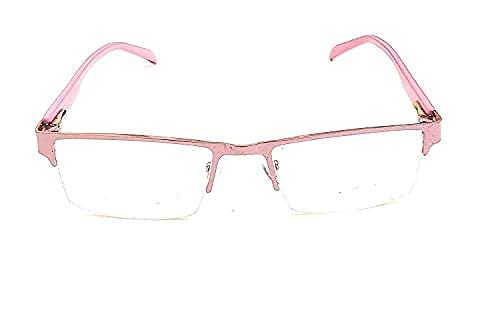 Eyewear World Blue Cut Glasses For Men And Women Blue Cut Glasses For Computer Pink Color Half Frame (0.00 Plano Blue Cut Glasses)