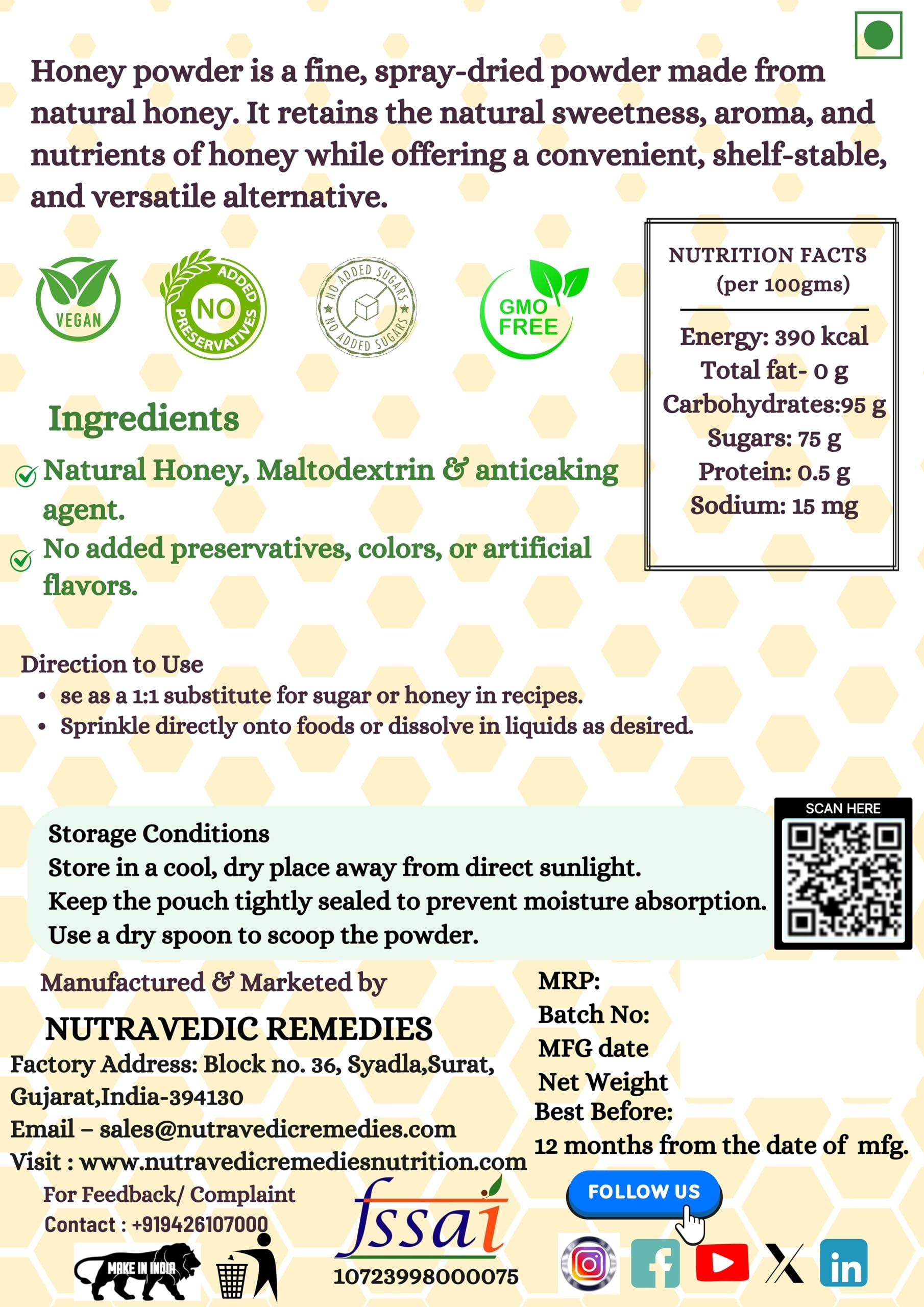 Nutravedic Remedies Honey Spray Dried Powder (400 Grams)