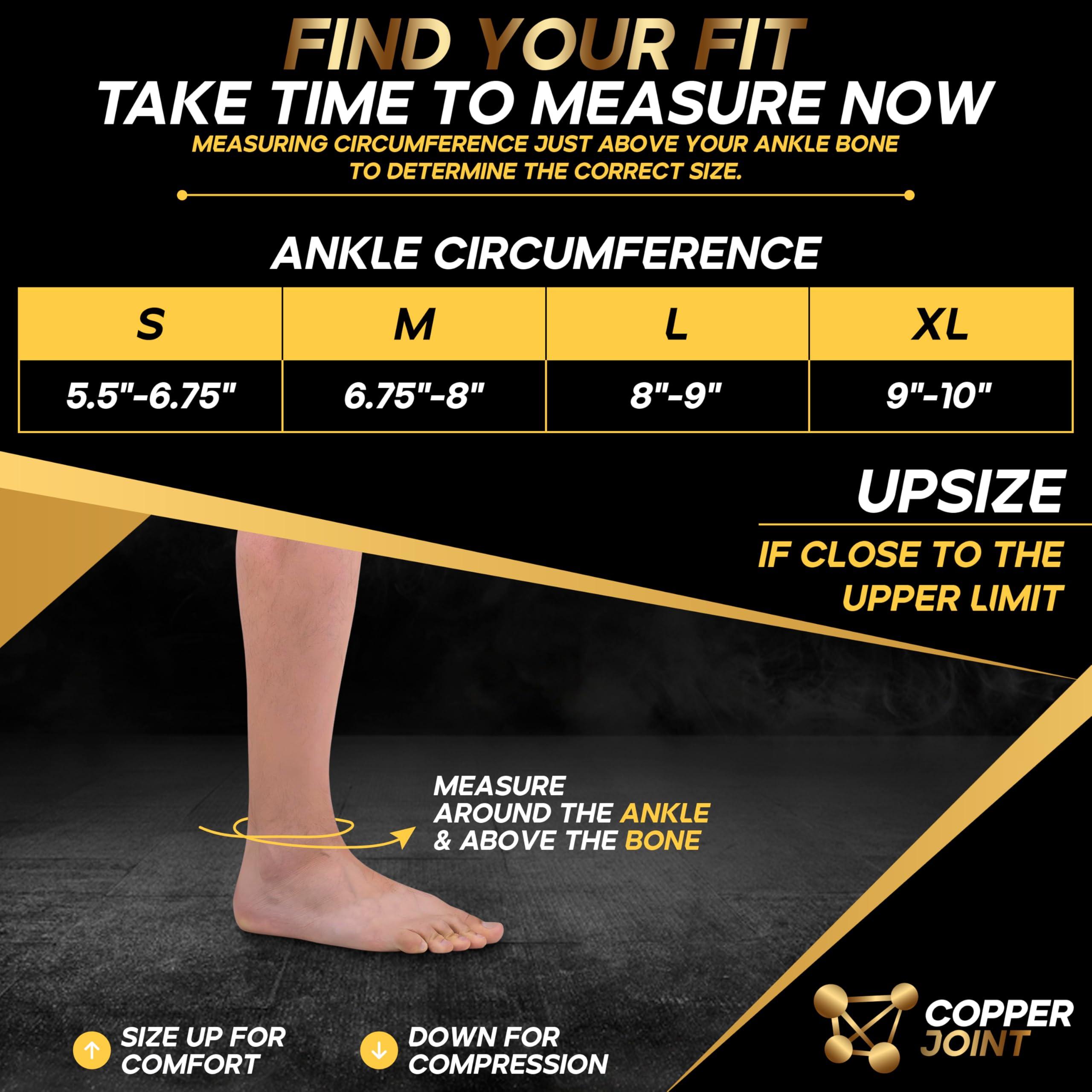CopperJoint CopperJoint Ankle Support -Ankle Compression Brace - Adjustable Ankle Sleeve Wrap for Women & Men - Copper Infused to Alleviate Achilles Tendon Pain, Sprain, Sports Injury -Healing Stabilizer (Medium