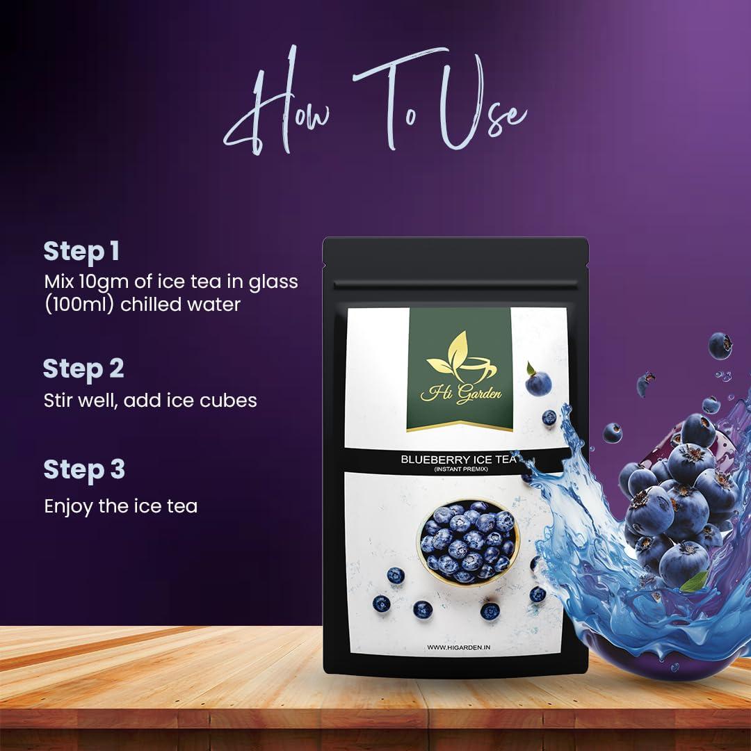 Hi garden Hi garden Blueberry Ice Tea Instant Premix Ice Tea Powder, Ready to Drink Iced Tea, Summer Drink (150 grams)