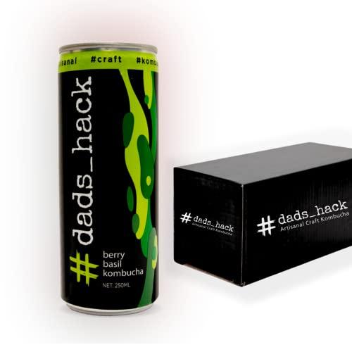 dad's hack Dad\'s Hack Kombucha Drink for Gut Health, Berry Basil Natural Flavour, Vegan, Unpasteurised | No Artificial Flavours or preservatives, Naturally Delicious Probiotic Drink (Pack of 6, 250ml