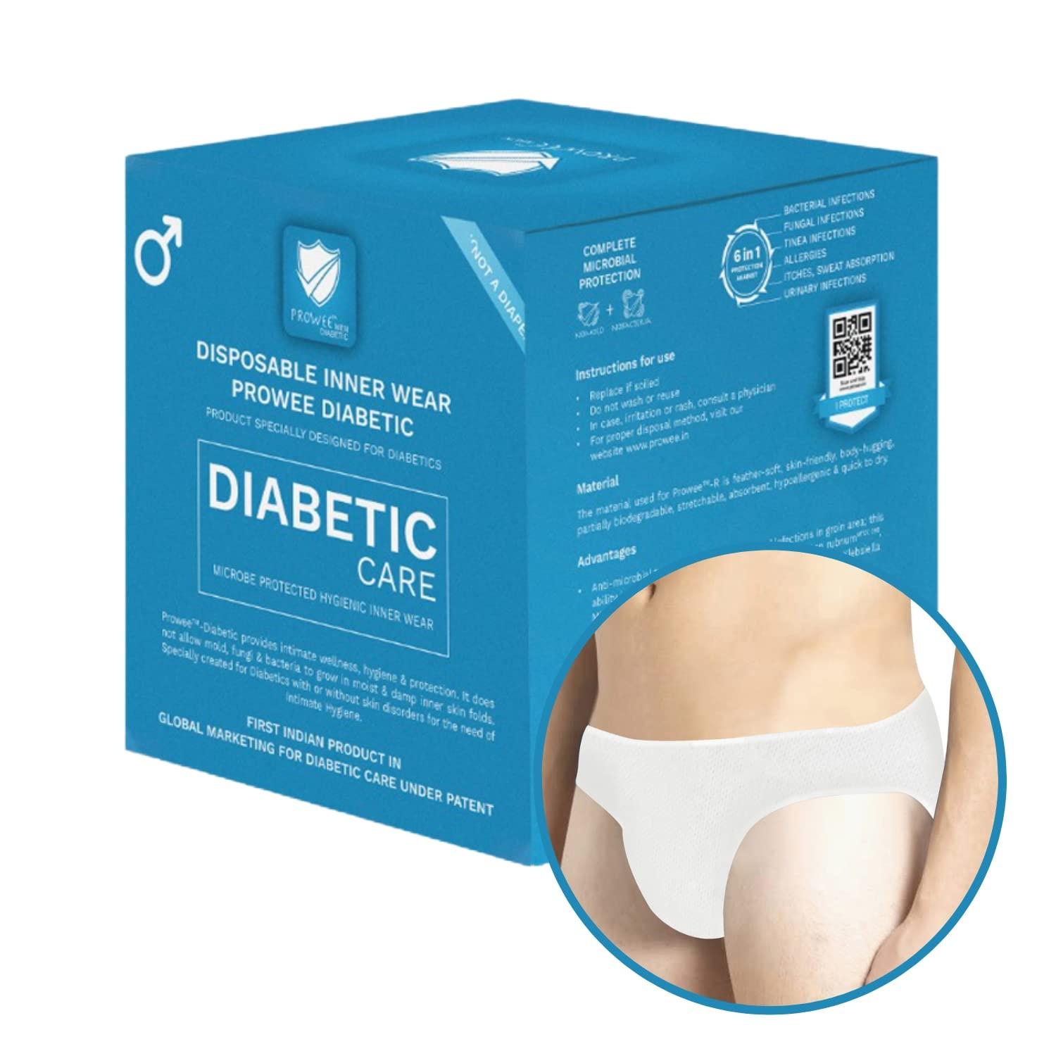 PROWEE Mens Diabetic Care Disposable Underwear Ideal for Travel, Spa, Surgeries, Hospitals (Pack of 5) (XS) White