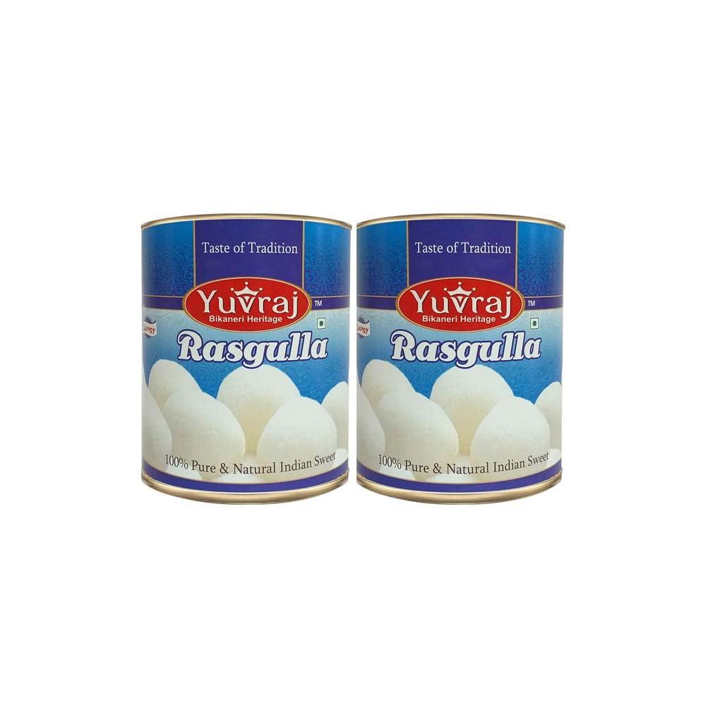 Yuvraj Food Product Yuvraj Food Product Rasgulla (Rasogoola) Bikaneri Sweets diwali Festival combo Pack of 2 (1 kg X 2) tin gift pack