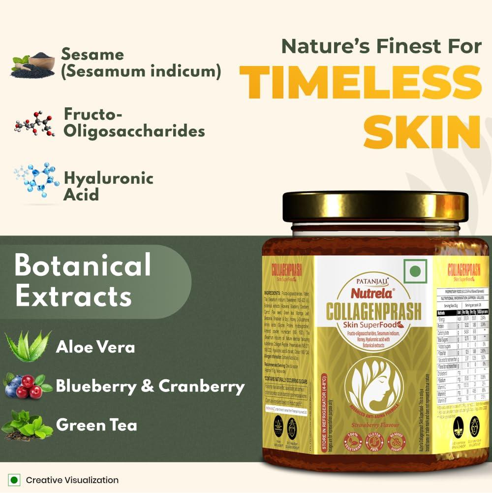 NUTRELA Nutrela Collagen Prash Supplement for Glowing & Younger Looking Skin - 400g | Patanjali Collagen Builder Skin Super Food for Men & Women