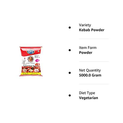 GFC GFC Premium Kabab Masala Powder | Just Marinate & Cook Restaurant Dhaba style | Ready To Cook for Aromatic Flavourful Cooking | Perfect for Cooking, Instant Kabab Masala Ready To Use -1 Kg (Pack of 5)