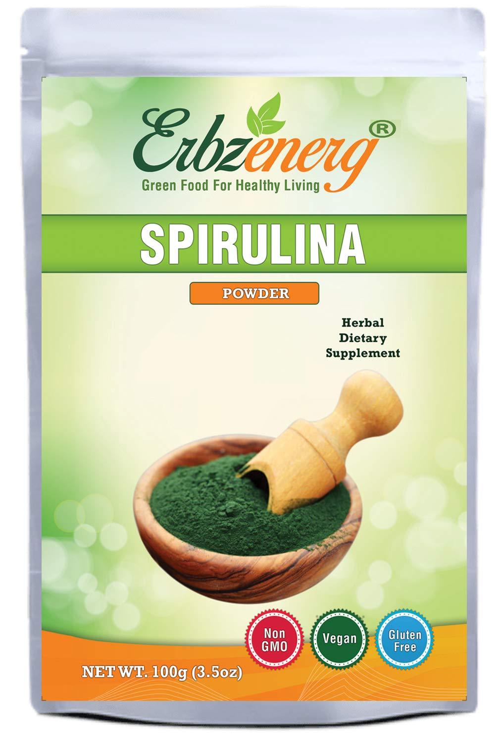 ERBZENERG ERBZENERG Organic Spirulina Powder 100g and Organic Pure Moringa Powder 100g | Pack Of 1