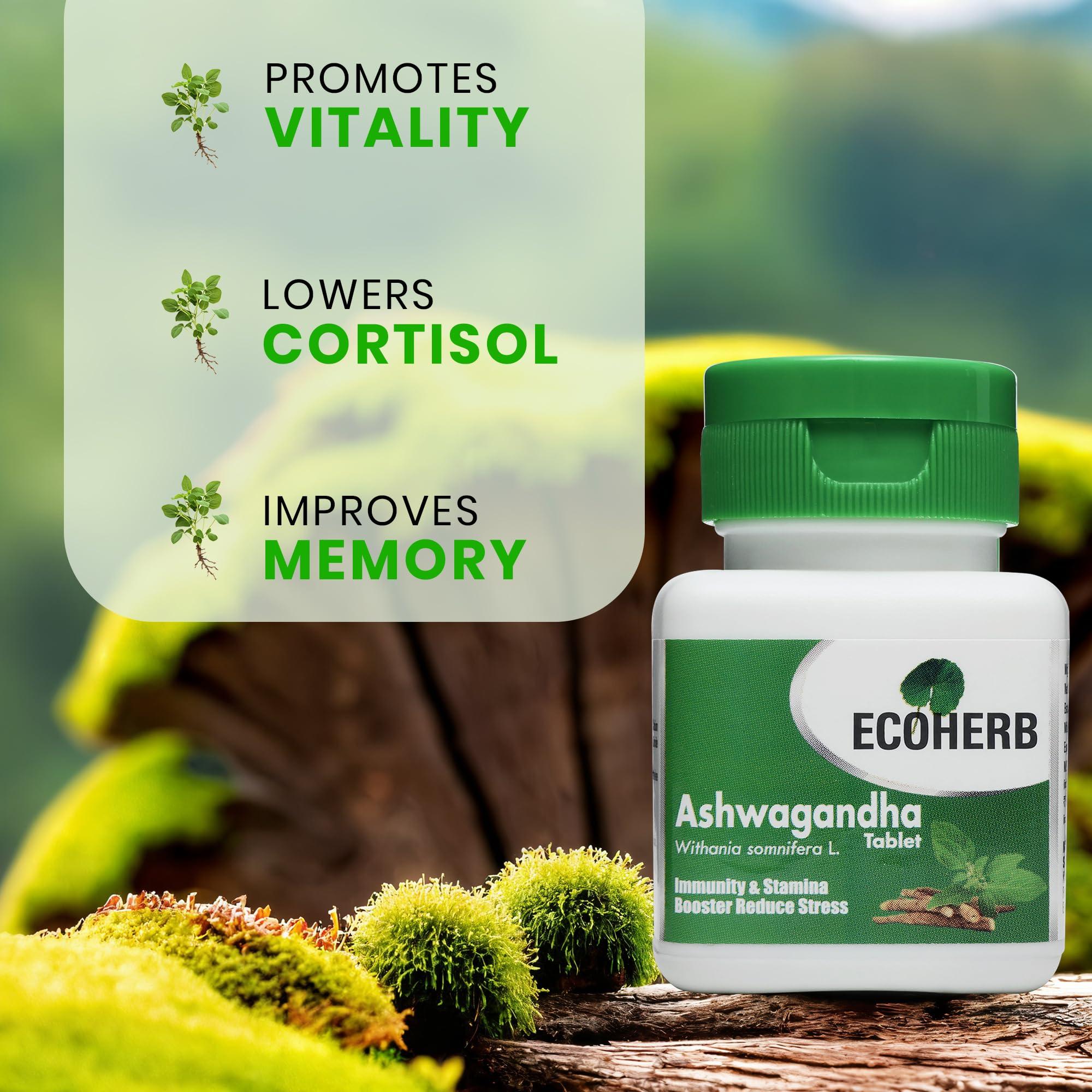 ECOHERB ECOHERB Ashwagandha Tablets I Immunity booster I Antioxidant I Rejuvenate mind & body | 60Tablets