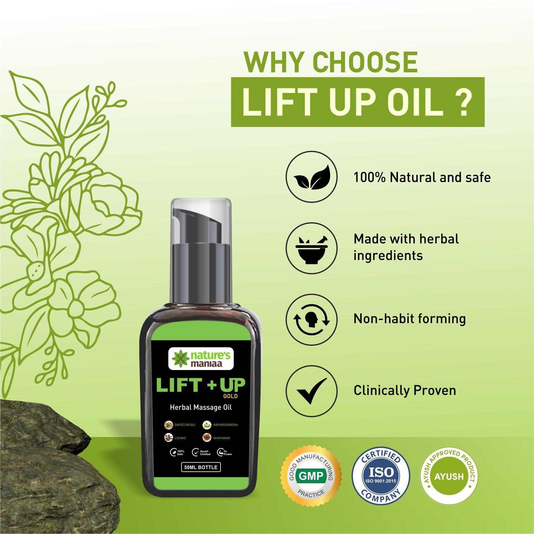 NATURE MANIA Nature Mania Herbals and Ayurvedic Lift Up Massage Oil For Men | 50 ml Oil For Muscle Strength & Energy Pack of 1