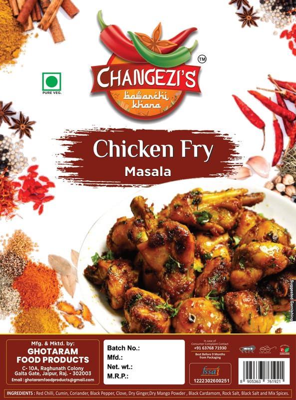 CHANGEZI\'S bawarchi khana Changezi\'s Chicken Fry Masala/Fry Masala | Mutton Chicken Fish Fry Masala | Chicken Marinate Masala Powder For Crispy Spicy Chicken Fry | Fry Masala Selected Spices Mixup-240Gx3Pk