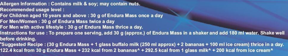 Endura Endura Mass Weight Gainer 3000 G Vanilla Flavour | Ideal For Children Above 10 Years, Men, Women & Athletes. (Vanilla) - Powder