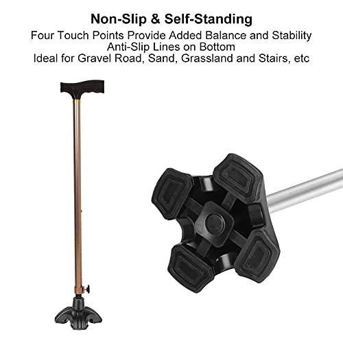 supregear SupreGear Quad Support Cane Tip, Non-Slip Self Standing Rubber Cane Tip 4 Point Quad Cane Tip Replacement for 3/4 Inch Diameter Standard Walking Canes Folding Canes Cane Accessory - Black