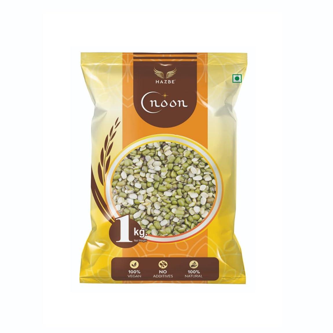 HAZBE HAZBE Noon Green Moong Dal Split/Chilka 1kg | Khichdi Special (Light Meal)