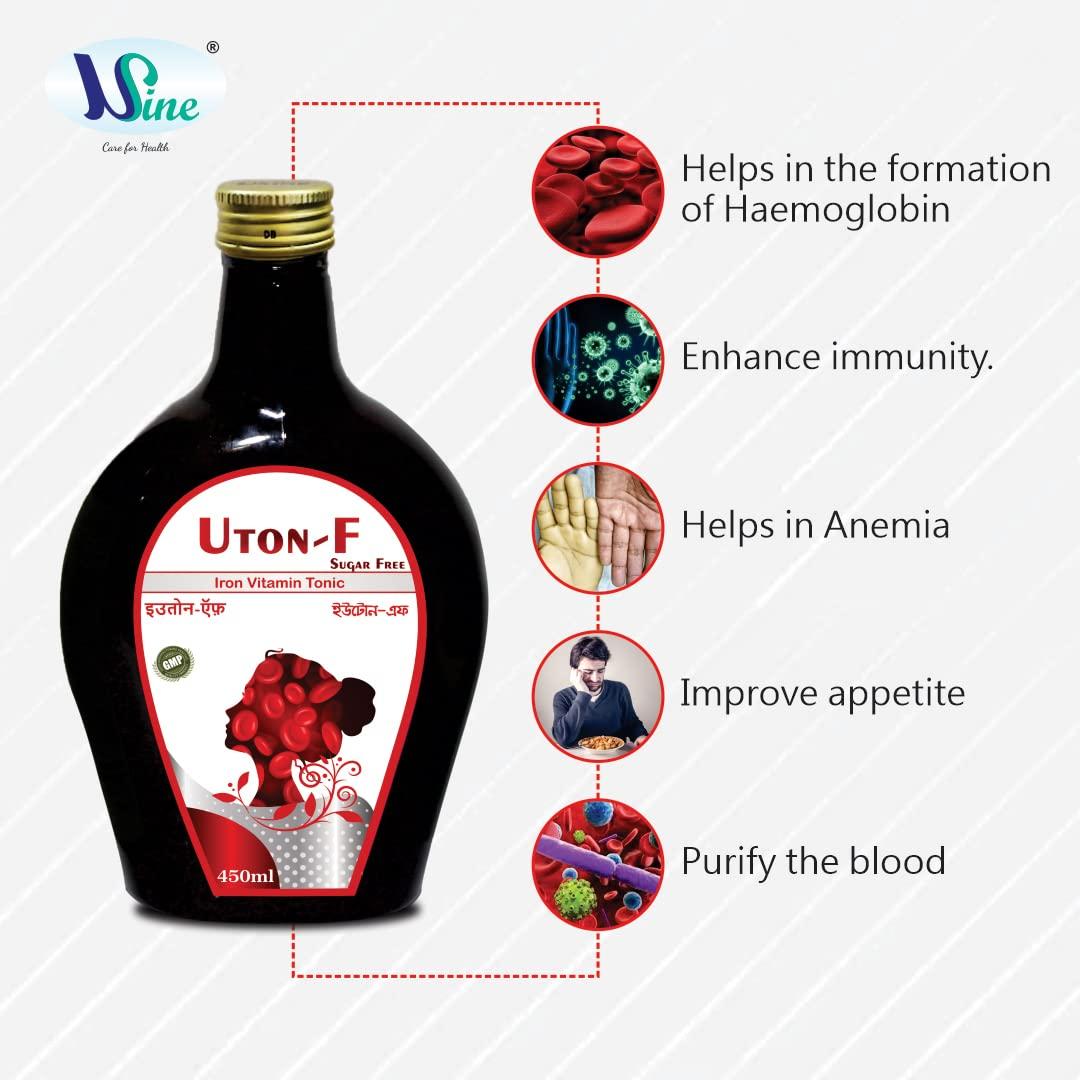 Usine Usine Uton-F Iron Vitamin Syrup (Sugar Free) | Increase Red Blood Cells | Enhance Vitamin & Mineral | Gmp Certified | 100% Ayurvedic - Syrup
