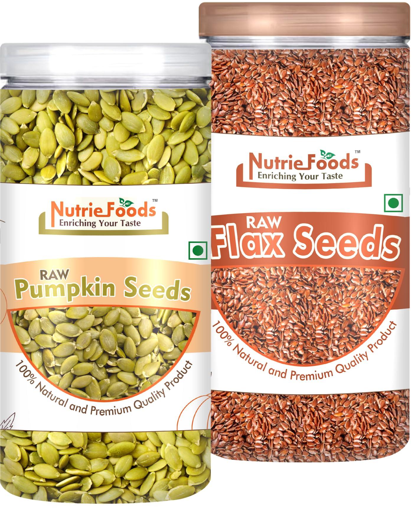 \"NUTRIEFOODS\" Enriching Your Taste \"NUTRIEFOODS\" Enriching Your Taste Raw Pumpkin and Flax Seeds Combo (Pack Of 2)| Power Packed with Nutrition | 100% Raw & Minimal Processed Natural Product (400g)