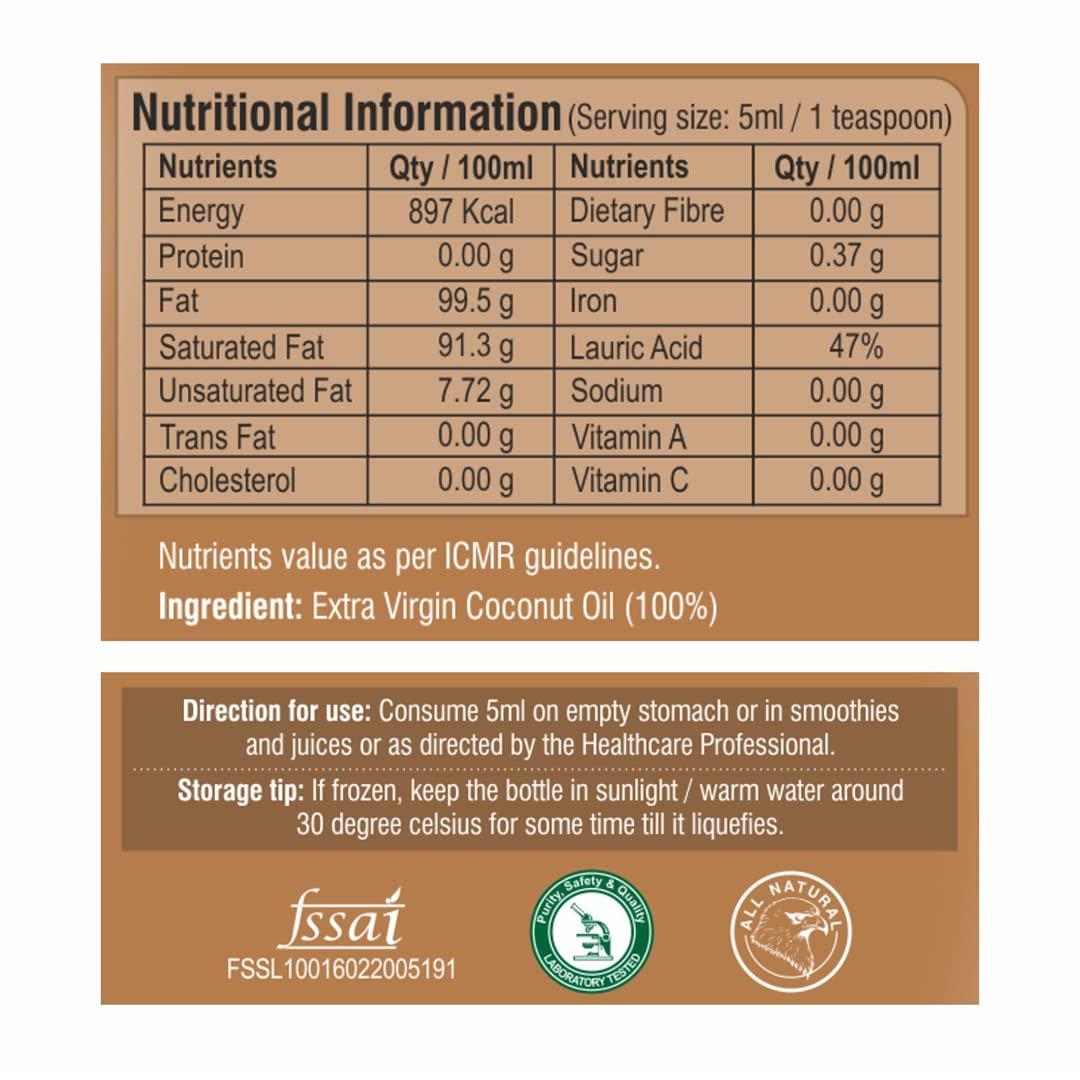 Pure Nutrition Naturals Pure Nutrition Virgin Coconut Oil 500Ml (250Ml X 2 Pet Bottles)|Cold Pressed & Unrefined, Extracted From A1 Grade Coconut Milk|For Hair Growth, Skin, Baby Massage & Cooking, Reduce Hair-Fall