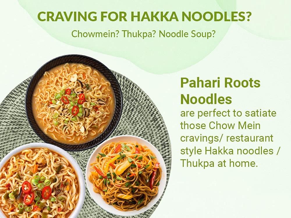 Pahari Roots Pahari Roots - Special Thin Hakka Vegetarian Noodles (2X300G) | Chowmein Handmade Instant Noodles Light & Flavourful Make Delicious Khow Suey,Ramen,Chopsuey, Noodle Soup Hakka Noodles Pack In Fresh