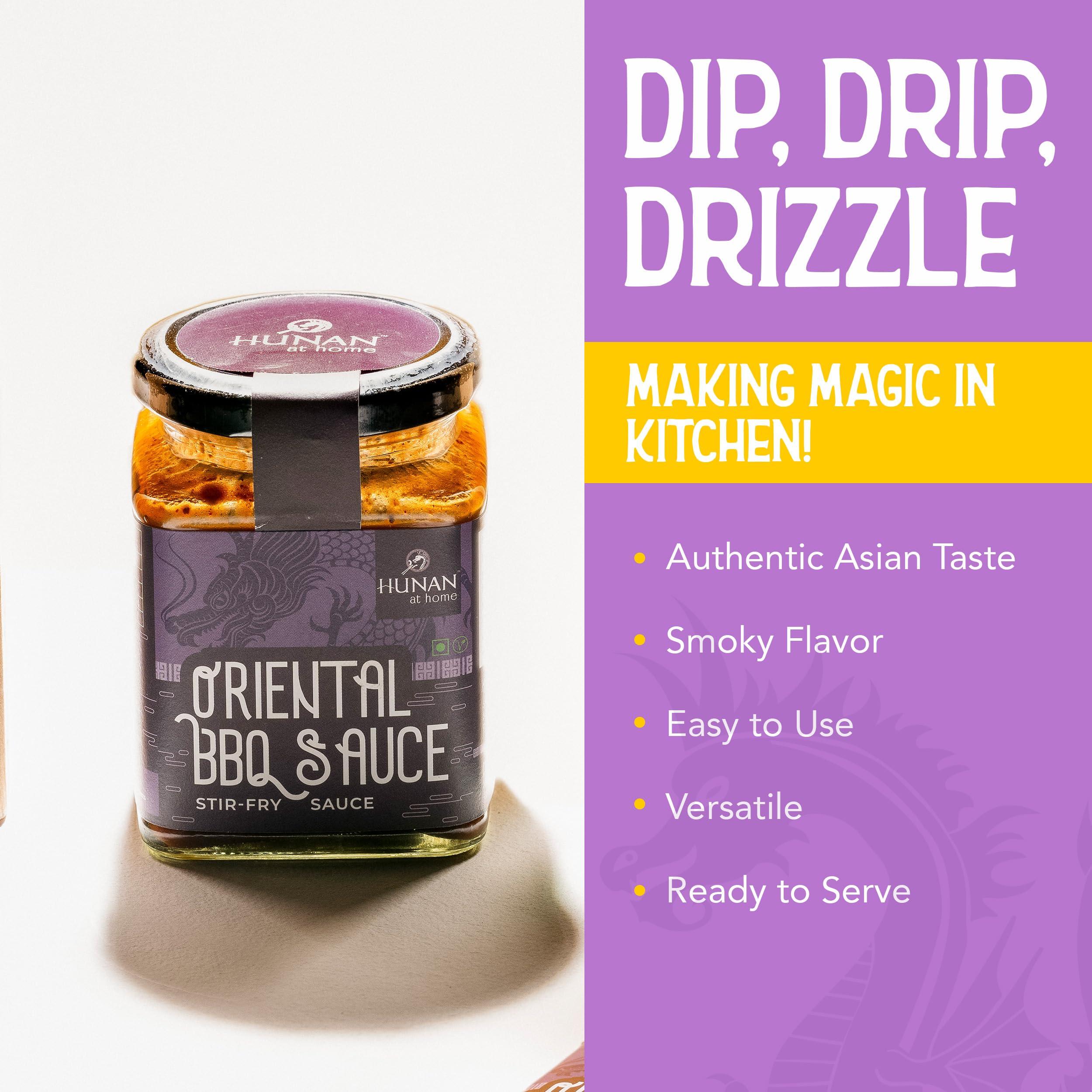 Hunan at Home Hunan at Home Tangy Sweet Oriental BBQ Stir Fry Sauce (250 Gms) No MSG, 100% Vegetarian, Ideal for Stir Fries, Sizzlers, Noodles, Marinade, Dip, Dressing, Used in Korean, Thai and Chinese Cooking