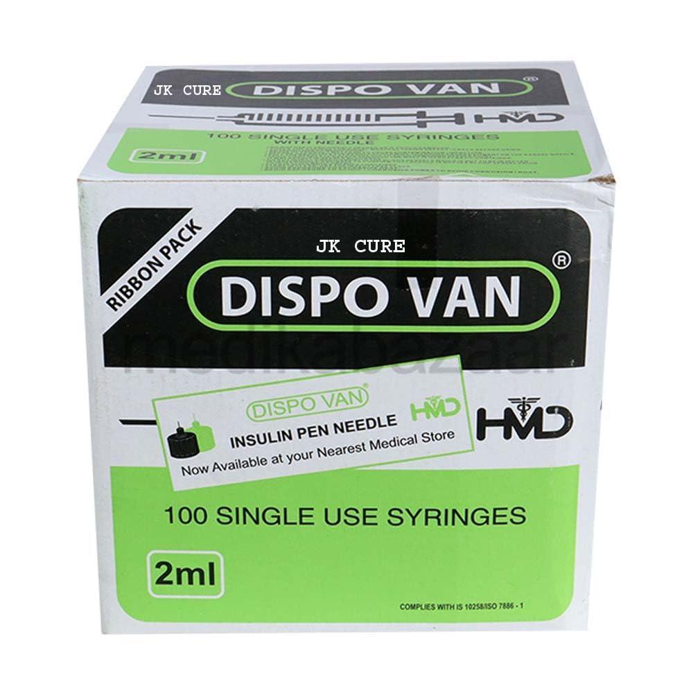 Generic DISPO Van Syringes 2ML with Needle For single use only - Pack of 100