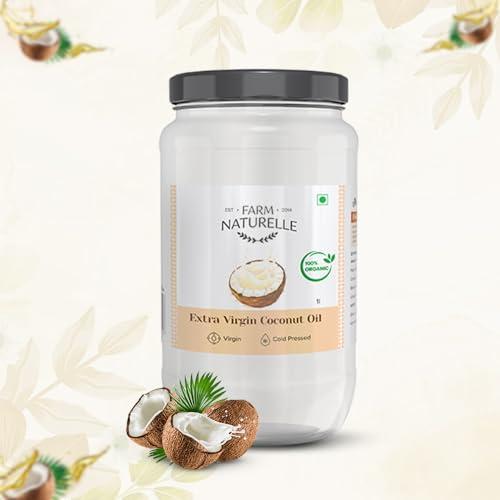 Farm Naturelle Farm Naturelle -100 % Pure Organic Extra-Virgin Cold Pressed Coconut Oil (Glass Bottle - 600 ml)