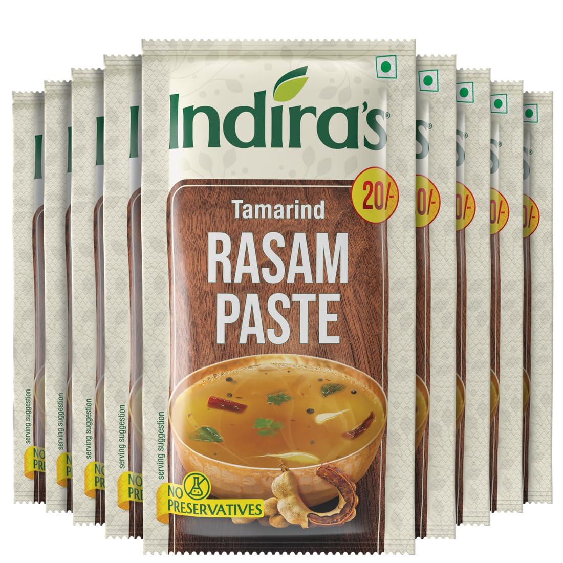 INDIRA Indira’s Instant Tamarind Rasam Paste, More Flavourful Than Rasam Powder Masala Mix, Ready to Eat Rasam, No Need for Cooking - Just Add Hot Water (50gX9)