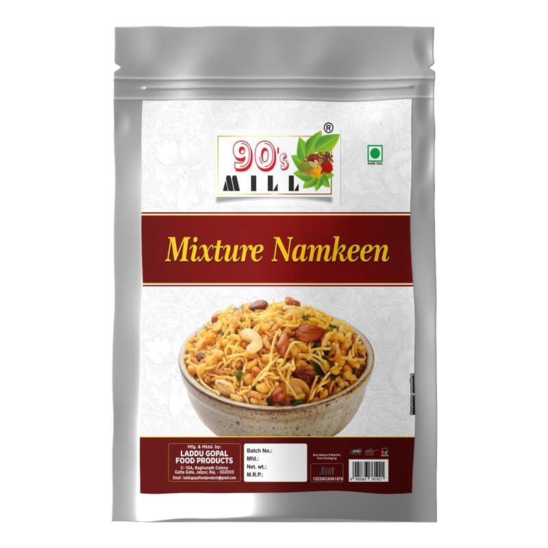 90\'s MILL 90\'s MILL Navratan Mixture All time Favourite Indian Snacks/Namkeen | Ready to eat | No Preservatives | Crsipy & Light Namkeen Snacks | Made In Healthy Natural Groundnut Peanut Oil-900g*1Pack