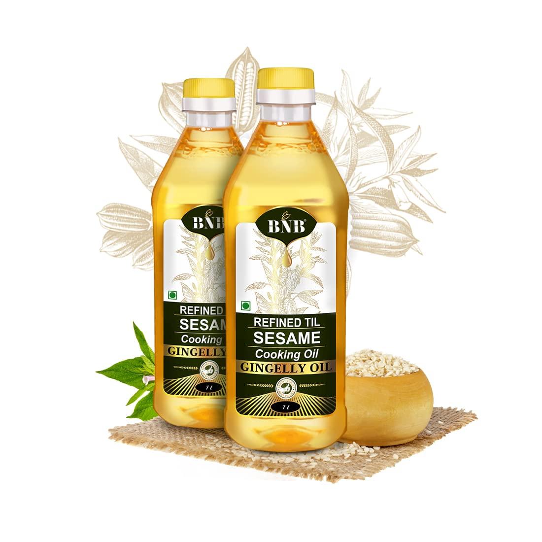 BNB BNB Refined Sesame Oil | Til Oil | Gingelly Oil | Healthy Cooking Oil |Deep Frying Oil | Daily Use| Low Trans-Fat | Non-Sticky | Neutral Flavour | 2 Litre
