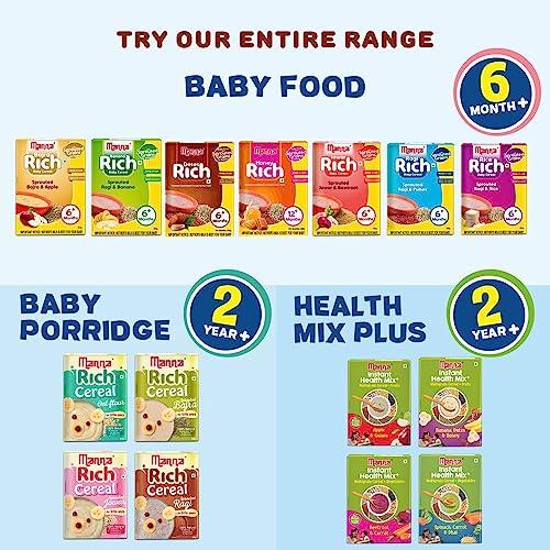 Manna Manna Baby Cereal | Baby Food (6+Months) Sprouted Ragi & Banana Rich | 100% Natural Health Mix -200Gm
