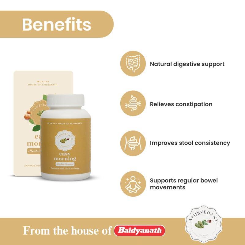 Ayurvedant Ayurvedant Easy Morning Tab For Helpful in Constipation, Improve Digestion & Healthy Bowel Movement (60 Tablets)