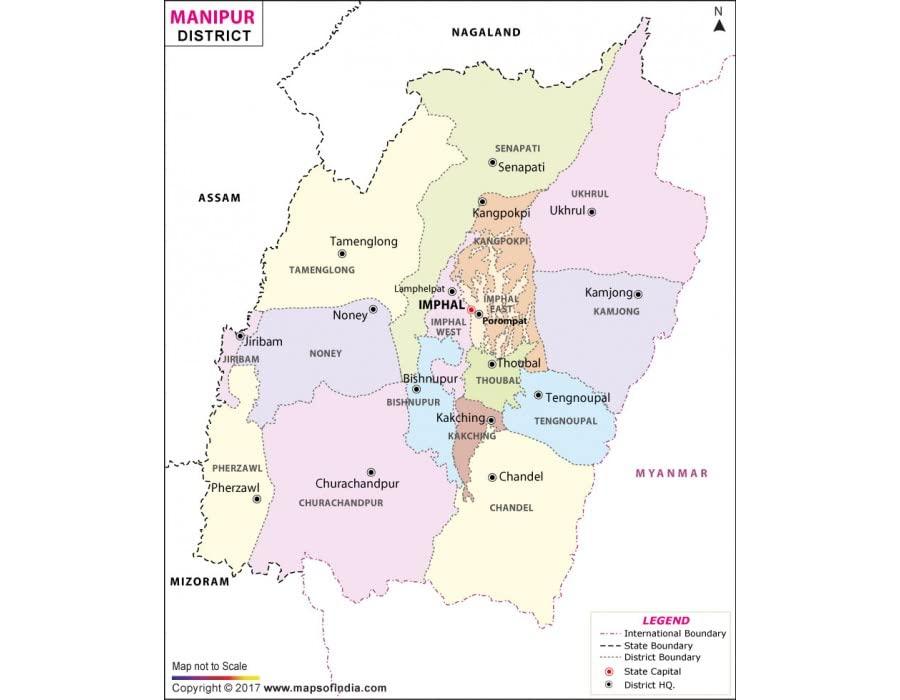 Mapsofindia Manipur District Map (36 Width)