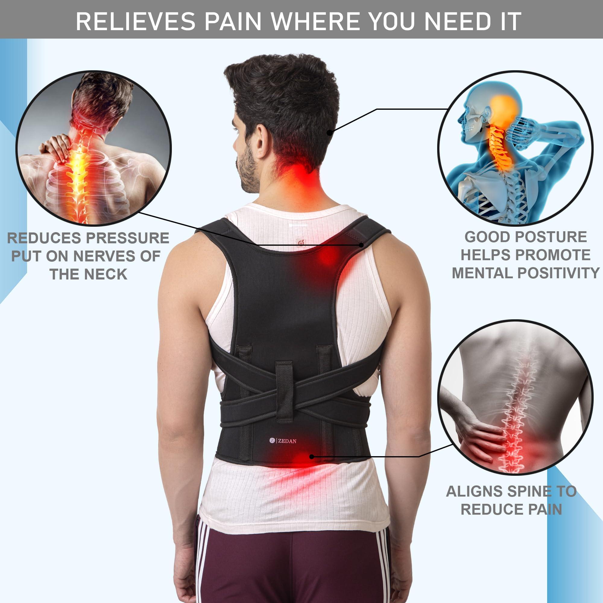 ZEDAN ZEDAN Neoprene Posture Corrector Back Support Belt|For Shoulder Support,Back Pain Relief,Back Straightener Brace|For Spine & Body Posture Correction,Clavicle Support|For Men & Women (Full, One Size)