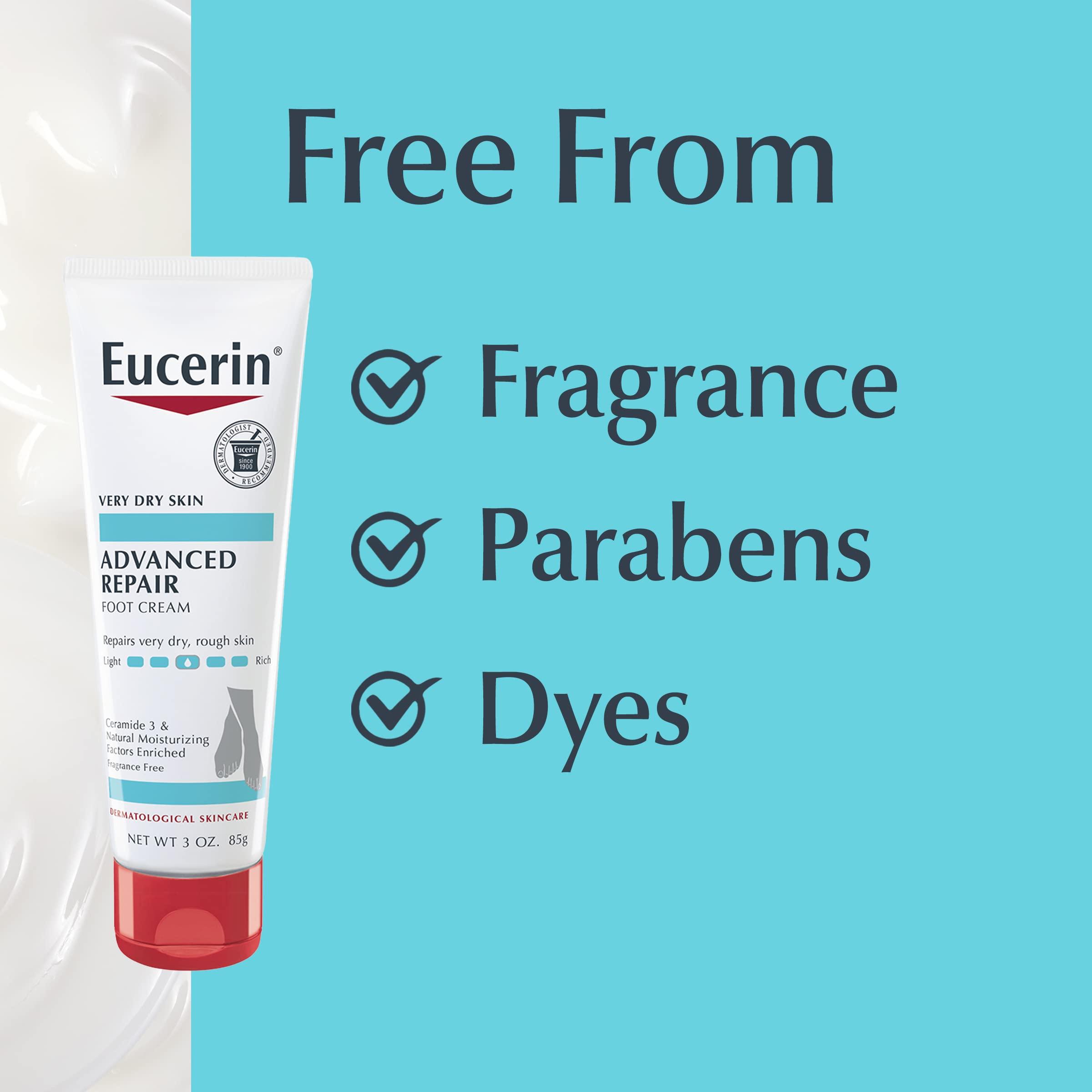 Eucerin Eucerin Advanced Repair Foot Cream - Fragrance Free, Foot Lotion for Very Dry Skin - 3 oz. Tube (Pack of 3)