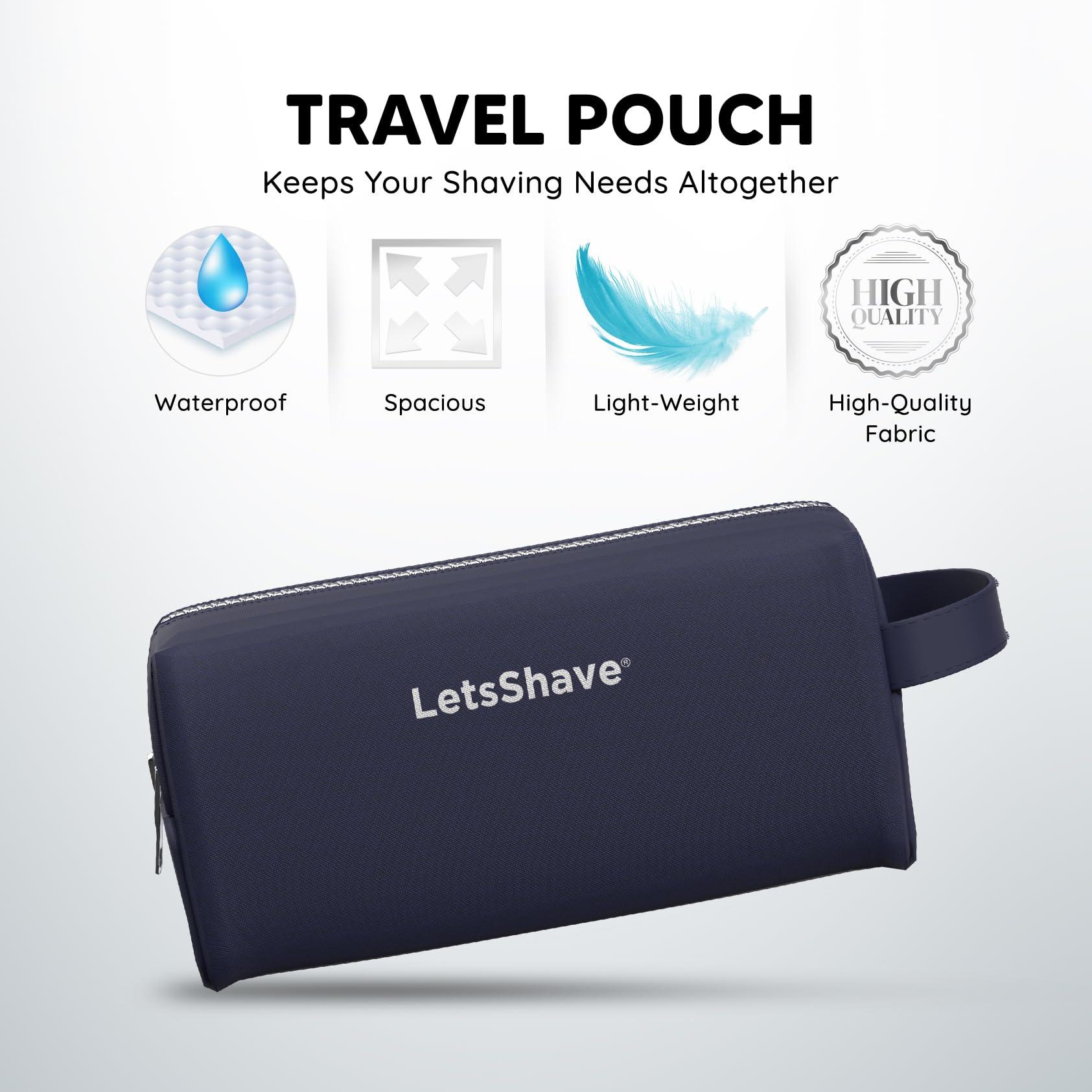 LetsShave LetsShave Pro 2 Disposable Mini Shaving Razor Kit For Men, Pack of 5 Razor + 1 Transparent Shave Gel 30 ml + Travel Pouch | Shave Care, Shaving Kit for Men