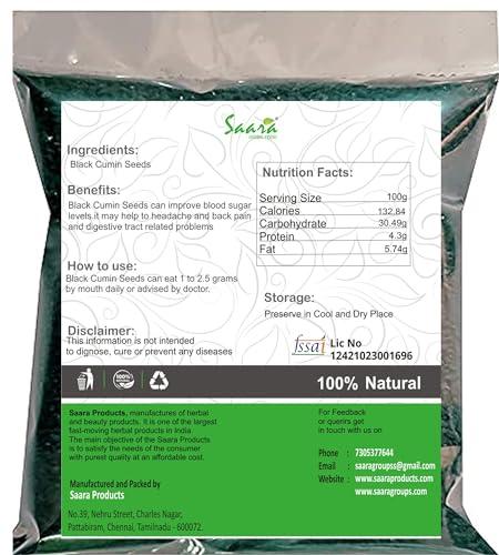 SAARA Saara HERBAL FRESH Black Cumin Seeds, 200g, Karunjeeragam Seeds, Kala Jeera, Kalonji Seeds, Nigella Seeds, Black Seeds, (Packof1X200g)