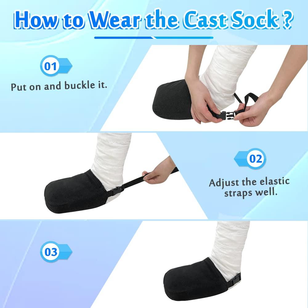 Mybow Cast Sock Cover Leg Boot Toe Protector Air Cast Sock Warmer Orthopedic Boot Sock Soft Toe Cover - Fits Medical Foot Ankle Walking BraceExtra Warmth and Protection (Black)